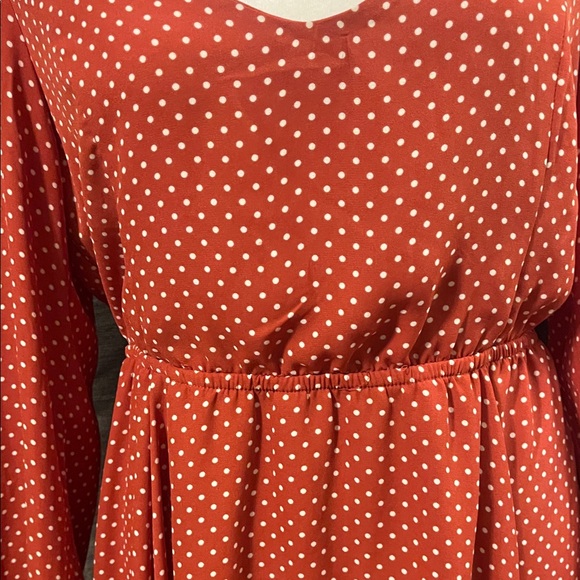 Forever 21 Red Polka Dot Long Sleeve Dress - Picture 5 of 8